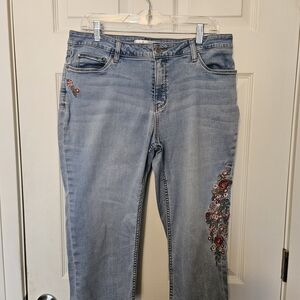 Croft & Barrow Denim Blue Floral Straight Leg Jeans
